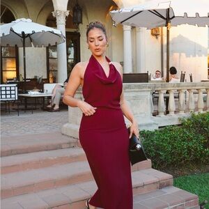 Astr Burgundy Backless Dress
